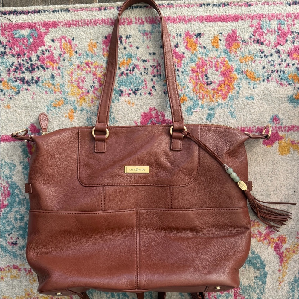 Lily Jade Chestnut Leather Tote Bag